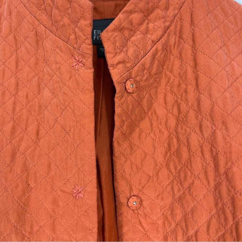 ✨Eileen Fisher Rust Orange 100% Silk Quilted Vest Small - Picture 14 of 16